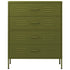 Lady Jillian -  Chest of Drawers Olive Green 80x35x101,5 cm Steel